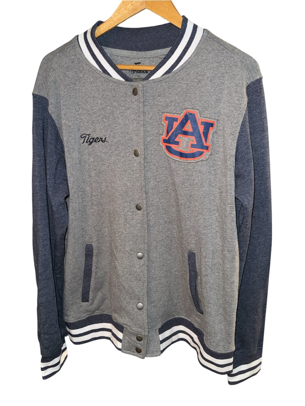 Fanatics Auburn Tigers Grey and Navy Collegiate Snap Jacket